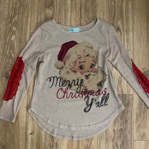 Southern Grace Santa Long sleeve Christmas Top